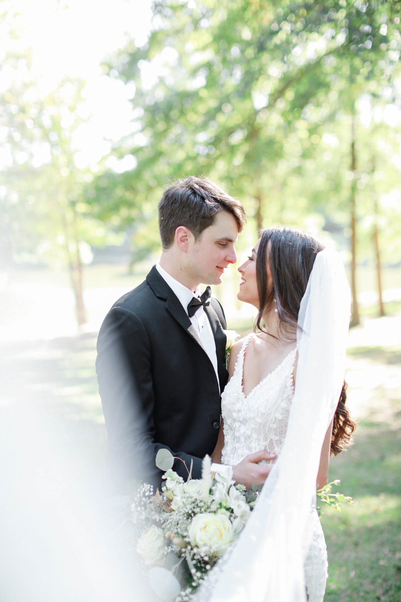Romantic couple portrait at sunset at Brookwood Venue in North Mississippi.