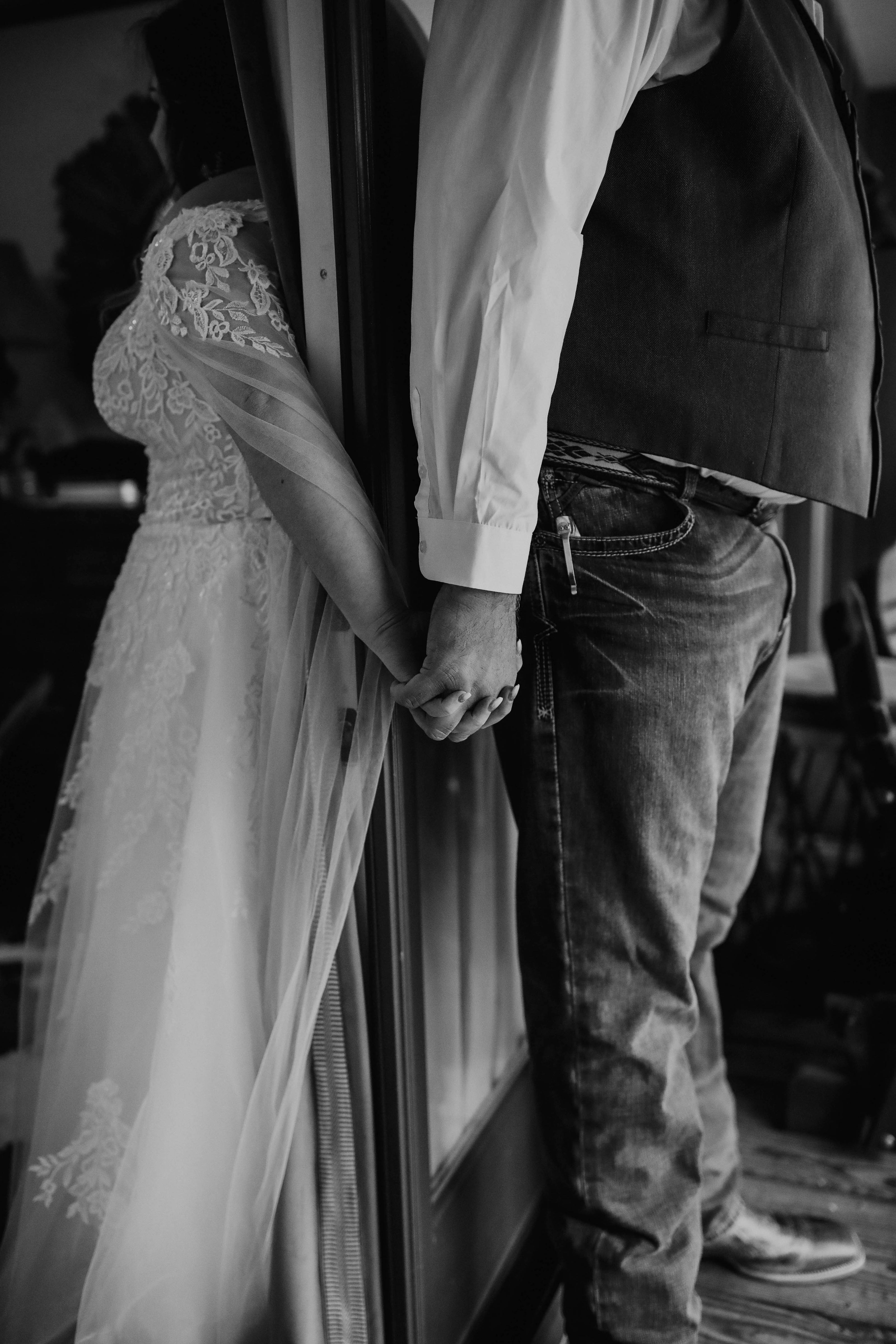 Romantic silhouette of a couple in black and white at Brookwood Venue in Bruce, Mississippi.