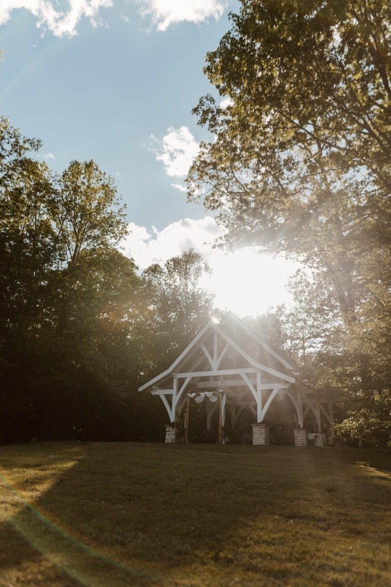 Outdoor views from chapel altar at Brookwood Venue overlooking lake in North Mississippi