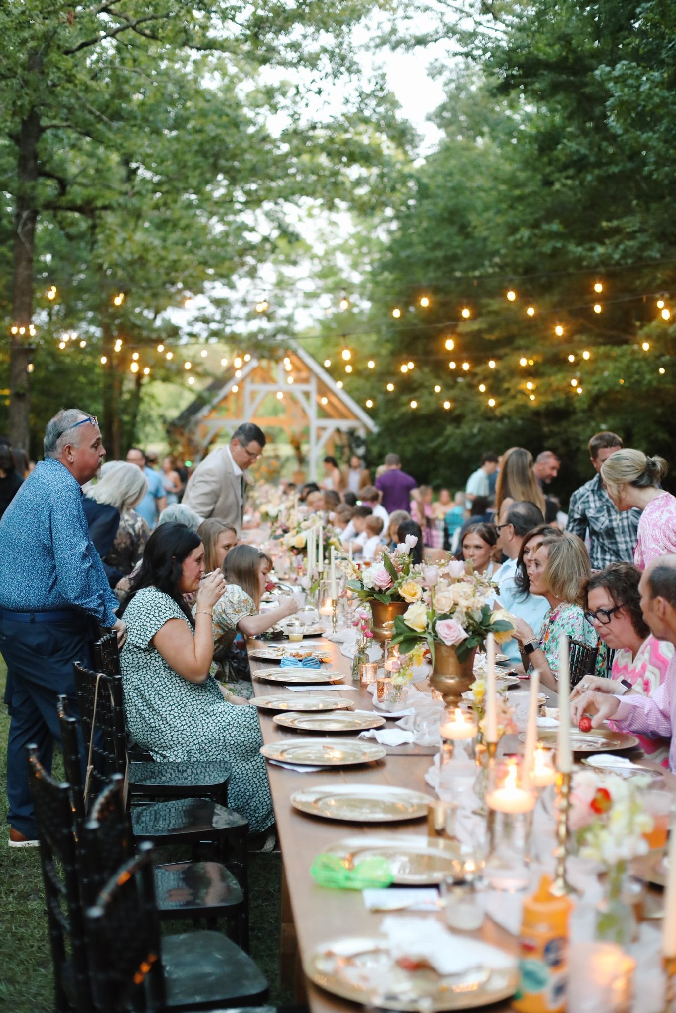 outdoor rehearsal dinner setup at Brookwood Venue near Oxford, Mississippi