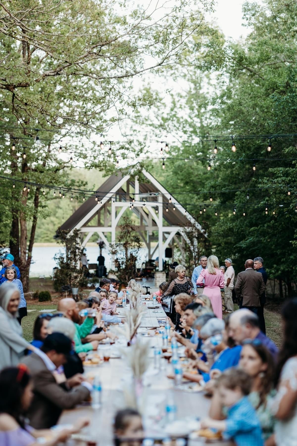 Rehearsal dinner setup at Brookwood Venue near Oxford, Mississippi