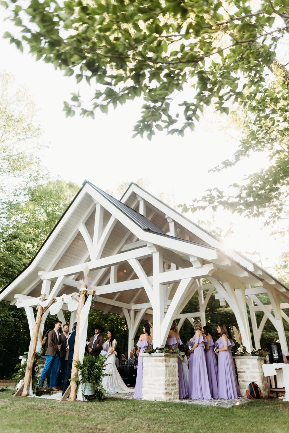 Chapel ceremony setup with florals at Brookwood Venue near Oxford, Mississippi.